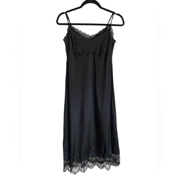 Simone Rocha Black Slip Midi Dress Lace Details Size UK 8/US 4 - Picture 4 of 14
